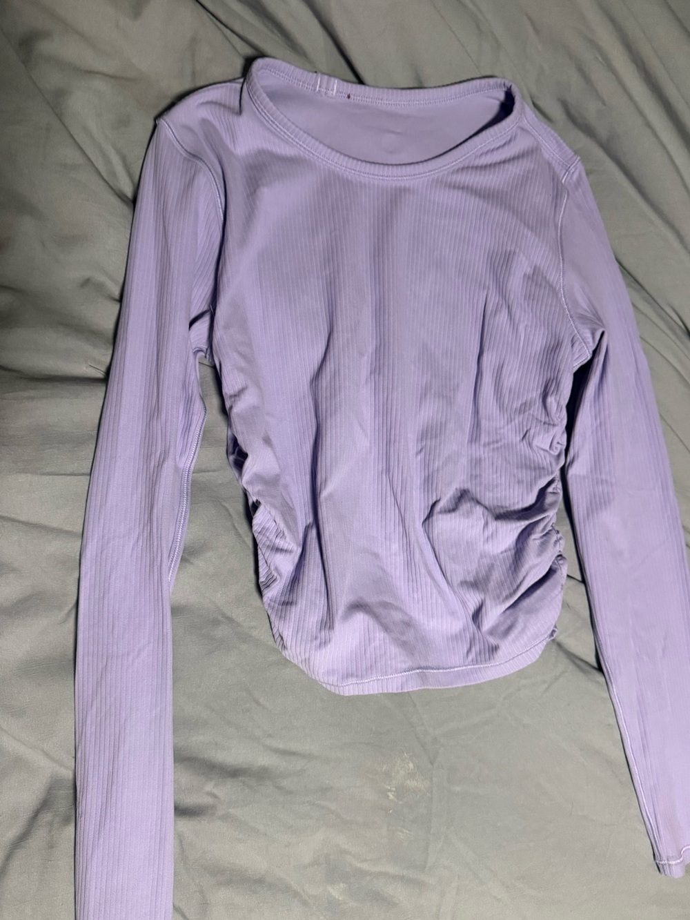 lululemon athletica Lavender Ribbed Long Sleeve Top with Side Gather
